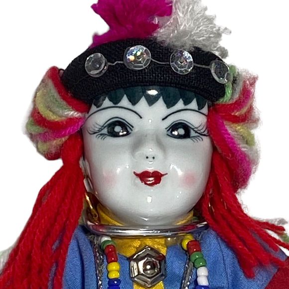 MOUNTAIN TRIBAL Hmong Doll Collectible Porcelain & Textile Costumed 8" Tall VTG - Picture 3 of 12